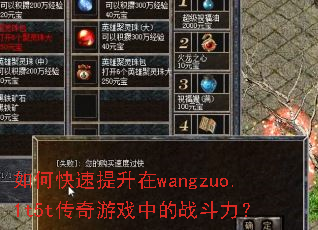 如何快速提升在wangzuo.1t5t传奇游戏中的战斗力? 如何快速提升在wangzuo.1t5t传奇游戏中的战斗力?